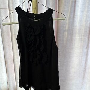 dressbarn Black Ruffled Sleeveless Top